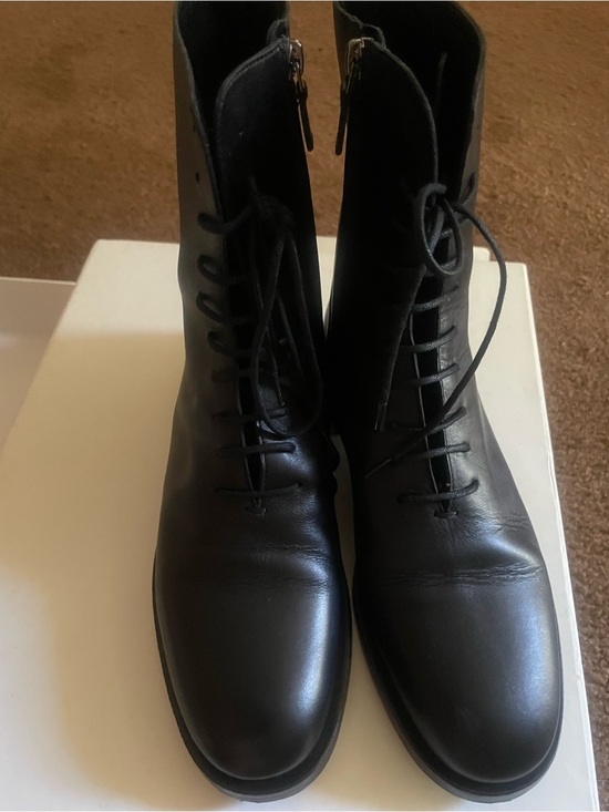 Manolo Blahnik Shoes - Manolo Blahnik Black Leather Lace-Up Ankle Boots